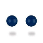 Boucles d'oreilles boules pleines en argent 925/000 et agate bleue.