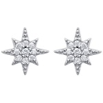 Boucles d'oreilles étoile en argent 925/000 rhodié pavées d'oxydes de zirconium blancs.