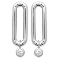 Boucles d'oreilles pendantes en argent 925/000 rhodié et un pendant serti clos d'oxyde de zirconium blanc.