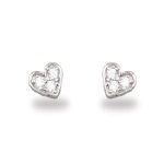 Boucles d'oreilles cœurs en argent 925/000 et oxyde de zirconium.