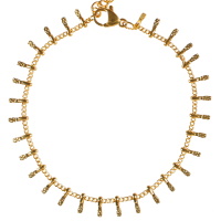 Bracelet composé d'une chaîne et de pampilles en acier doré. Fermoir mousqueton avec 3 cm de rallonge.