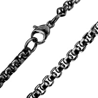 Collier chaîne en acier de couleur noire.
