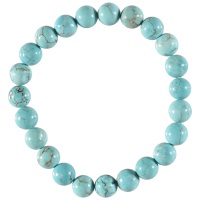 Bracelet boules élastique de perles en véritable pierre turquoise.