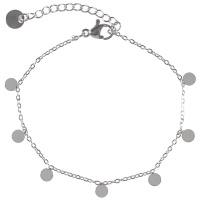 Bracelet composé d'une chaîne avec pampilles rondes lisses en acier argenté. Fermoir mousqueton avec 3.5 cm de rallonge.
