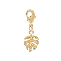 Pendentif charm's en forme de feuille froissée en plaqué or jaune 18 carats. Idéal pour bracelet ou collier chaîne.