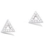 Boucles d'oreilles triangles en argent 925/000 rhodié et oxydes de zirconium.