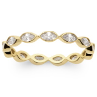 Bague anneau en plaqué or jaune 18 carats sertie clos d'oxydes de zirconium blancs de forme ovale.