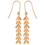Boucles d'oreilles pendantes en forme de feuilles de laurier en plaqué or jaune 18 carats.