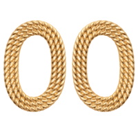 Boucles d'oreilles pendantes en forme de cercle ovale en plaqué or jaune 18 carats.