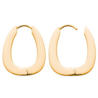 Boucles d'oreilles créoles en forme ovale en plaqué or jaune 18 carats.