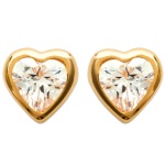 Boucles d'oreilles cœurs en plaqué-or et oxyde de zirconium.