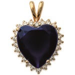 Pendentif cœur en plaqué or jaune 18 carats serti d'une pierre synthétique bleu foncé et d'oxydes de zirconium blancs.