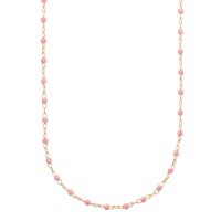 Collier sautoir en plaqué or 18 carats avec perles de miyuki de couleur rose.