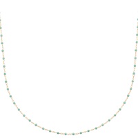Collier en plaqué or 18 carats avec perles de miyuki de couleur turquoise. Fermoir mousqueton avec 3 cm de rallonge.
