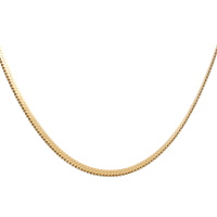 Collier chaîne à la maille serpent an acier doré. Fermoir mousqueton avec rallonge de 8 cm.