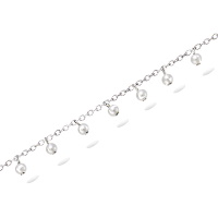 Bracelet composé d'une chaîne en argent 925/000 rhodié et des pampilles perles en nacre. Fermoir mousqueton avec 4 cm de rallonge.