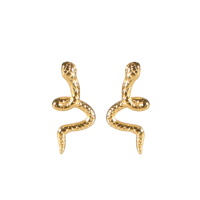 Boucles d'oreilles en forme de serpent en acier doré.