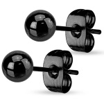 Boucles d'oreilles boules en acier noir.