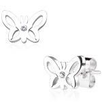 Boucles d'oreilles Papillon en acier chirurgical 316L et cristaux.