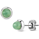 Boucles d'oreilles en acier chirurgical 316L et pierre de Jade vert.
