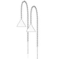 Boucles d'oreilles pendantes avec triangles en acier argenté.