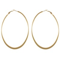 Boucles d'oreilles créoles fantaisie de forme ovale en métal doré.