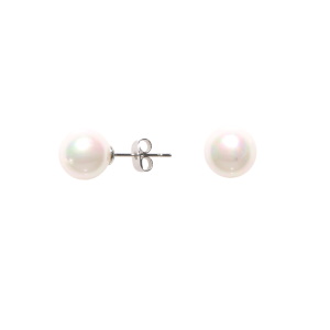 Boucles d'oreilles puces en acier argenté surmontées d'une perle d'imitation.