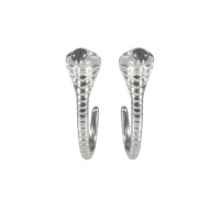 Boucles d'oreilles pendantes en forme de serpent cobra en acier argenté.