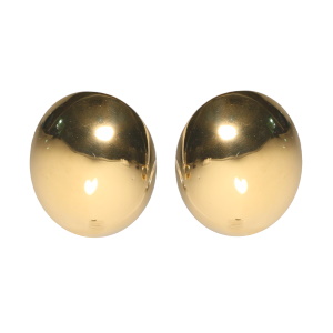 Boucles d'oreilles pendantes bombées de forme ovale en acier doré.