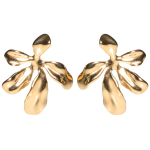 Boucles d'oreilles pendantes en forme de fleur en acier doré.