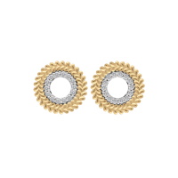Boucles d'oreilles cercles en plaqué or jaune 18 carats pavées en partie d'oxydes de zirconium.