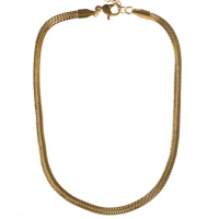 Bracelet chaîne de cheville composé d'une chaîne maille serpent en acier doré. Fermoir mousqueton avec 3 cm de rallonge.