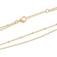 Bracelet double rangs en plaqué or jaune 18 carats. Fermoir mousqueton avec 3 cm de rallonge.