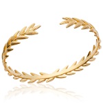Bracelet jonc couronne de laurier en plaqué or.