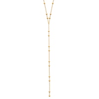 Collier de forme Y composé d'une chaîne avec boules en plaqué or jaune 18 carats. Fermoir mousqueton avec 5 cm de rallonge.