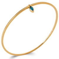 Bracelet jonc fermé en plaqué or jaune 18 carats avec une pierre de couleur turquoise sertie clos.