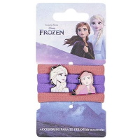 Lot de 4 élastiques cheveux pour enfant en textile de couleur avec personnages La Reine des neiges.