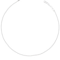 Bracelet chaîne de cheville boules en argent 925/000 rhodié. Fermoir mousqueton avec 2 cm de rallonge.