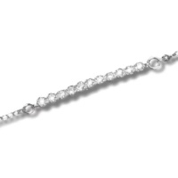 Bracelet composé d'une chaîne en argent 925/000 rhodié et d'une barre sertie d'oxydes de zirconium blancs. Fermoir anneau ressort avec anneaux de rappel à 16, 17 et 18 cm.