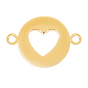 Pendentif apprêt de forme ronde ajouré d'un cœur en plaqué or jaune 18 carats.