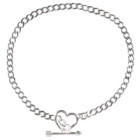 Bracelet composé d'une chaîne et d'un fermoir cabillaud en forme de flèche et de cœur en argent 925/000.