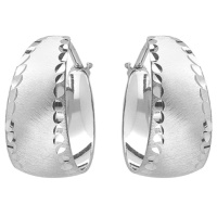 Boucles d'oreilles créoles larges aux contours diamantés en argent 925/000 rhodié.