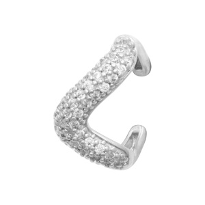 Bague d'oreille en argent 925 rhodié sertie d'oxydes de zirconium blancs. Vendu à l'unité.