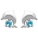 Boucles d'oreilles en argent 925/000 et cristal aquamarine.