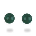 Boucles d'oreilles boules pleines en argent 925/000 et agate verte.