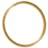 Bracelet bouddhiste jonc semi rigide en tube de plastique rempli de poudre de couleur doré.