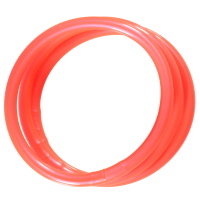 Lot de 3 bracelets bouddhistes jonc semi rigide en tube de plastique de couleur orange fluo.