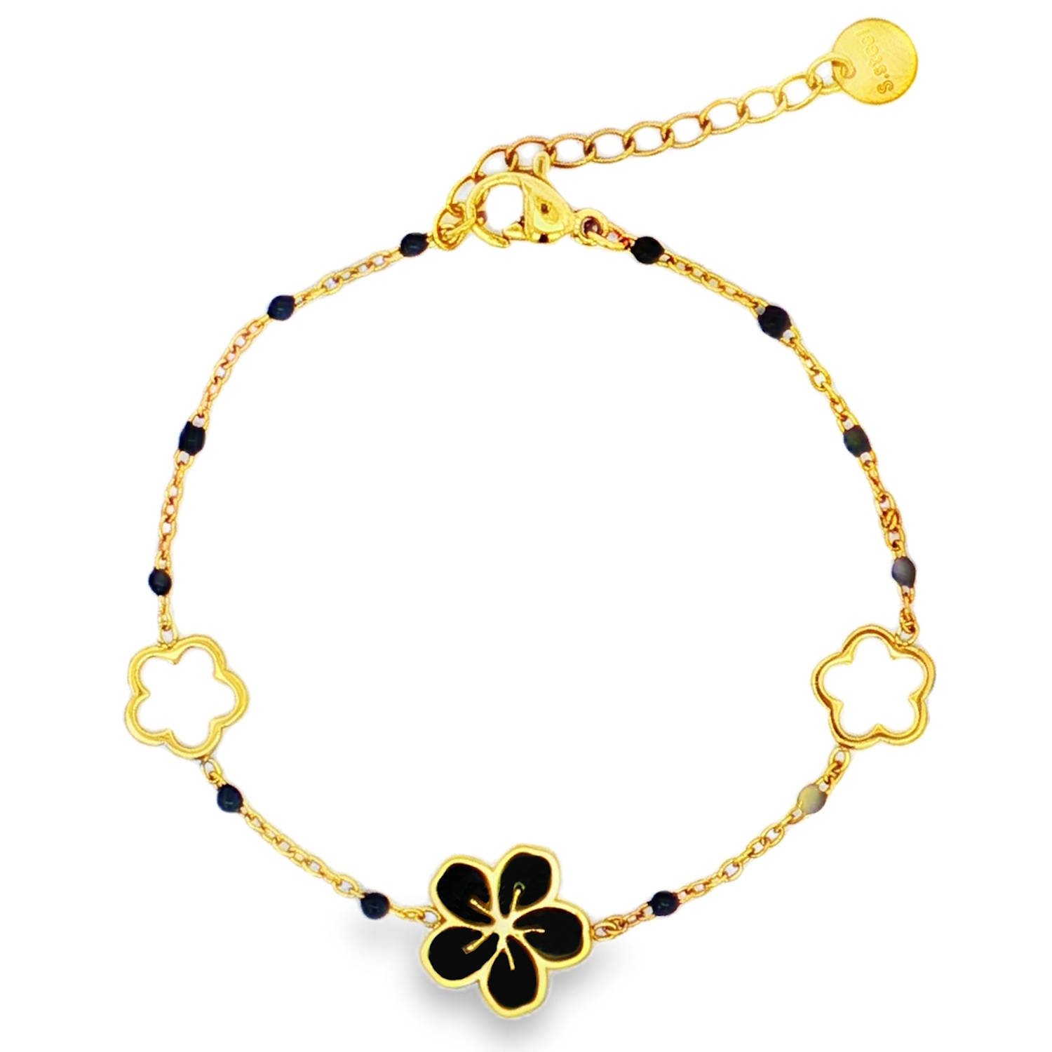 Ce délicat bracelet chaîne en acier doré présente un design floral ludique et coloré.<br/>Parfait pour ajouter une touche de fantaisie à votre quotidien, il est idéal pour les femmes souhaitant exprimer leur personnalité avec subtilité et élégance.<br/>Un bijou charmant qui illuminera votre poignet.<br/>Fermoir mousqueton avec 3 cm de rallonge. Perle Adolescent Adulte Automne Femme Fille Fleurs Hiver Nature Ce délicat bracelet chaîne en acier doré présente un design floral ludique et coloré.<br/>Parfait pour ajouter une touche de fantaisie à votre quotidien, il est idéal pour les femmes souhaitant exprimer leur personnalité avec subtilité et élégance.<br/>Un bijou charmant qui illuminera votre poignet.<br/>Fermoir mousqueton avec 3 cm de rallonge. Perle Adolescent Adulte Automne Femme Fille Fleurs Hiver Nature