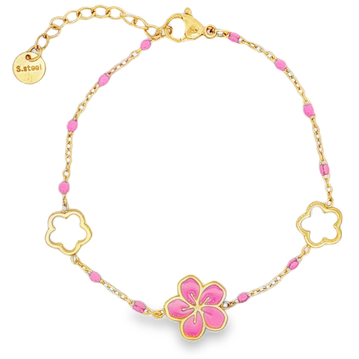 Ce délicat bracelet chaîne en acier doré présente un design floral ludique et coloré.<br/>Parfait pour ajouter une touche de fantaisie à votre quotidien, il est idéal pour les femmes souhaitant exprimer leur personnalité avec subtilité et élégance.<br/>Un bijou charmant qui illuminera votre poignet.<br/>Fermoir mousqueton avec 3 cm de rallonge. Perle Adolescent Adulte Automne Femme Fille Fleurs Hiver Nature Ce délicat bracelet chaîne en acier doré présente un design floral ludique et coloré.<br/>Parfait pour ajouter une touche de fantaisie à votre quotidien, il est idéal pour les femmes souhaitant exprimer leur personnalité avec subtilité et élégance.<br/>Un bijou charmant qui illuminera votre poignet.<br/>Fermoir mousqueton avec 3 cm de rallonge. Perle Adolescent Adulte Automne Femme Fille Fleurs Hiver Nature