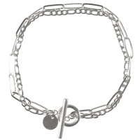 Bracelet double rangs en acier argenté avec fermoir cabillaud.